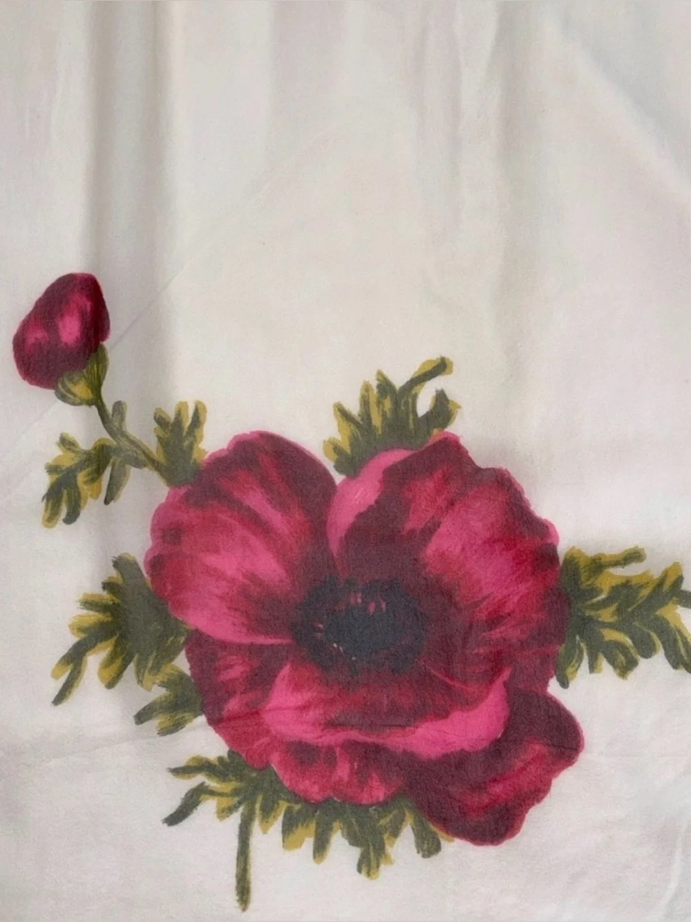 Echo Design Sheer Poppy Floral Scarf Ivory Red Oblong Wrap Romantic Spring
